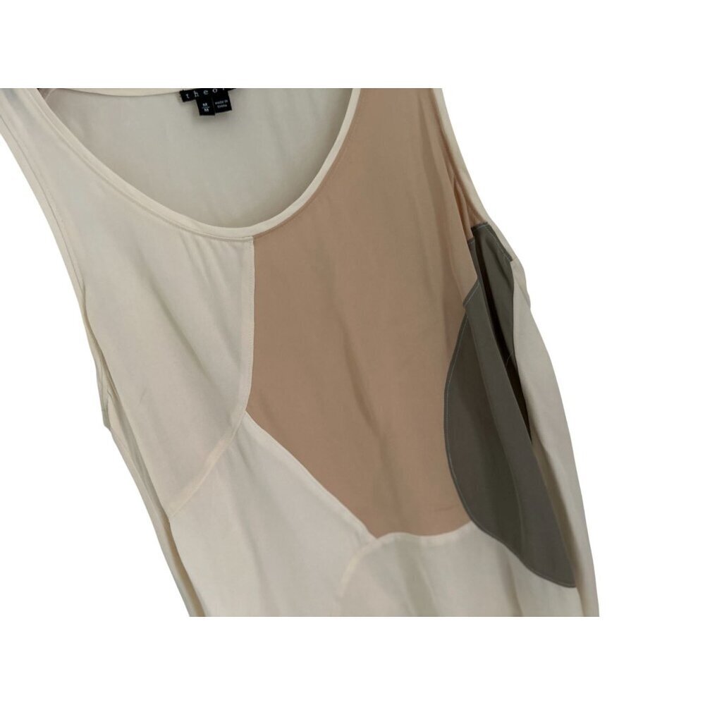 Theory 100% Silk Top Asymmetrical Patchwork Color… - image 3